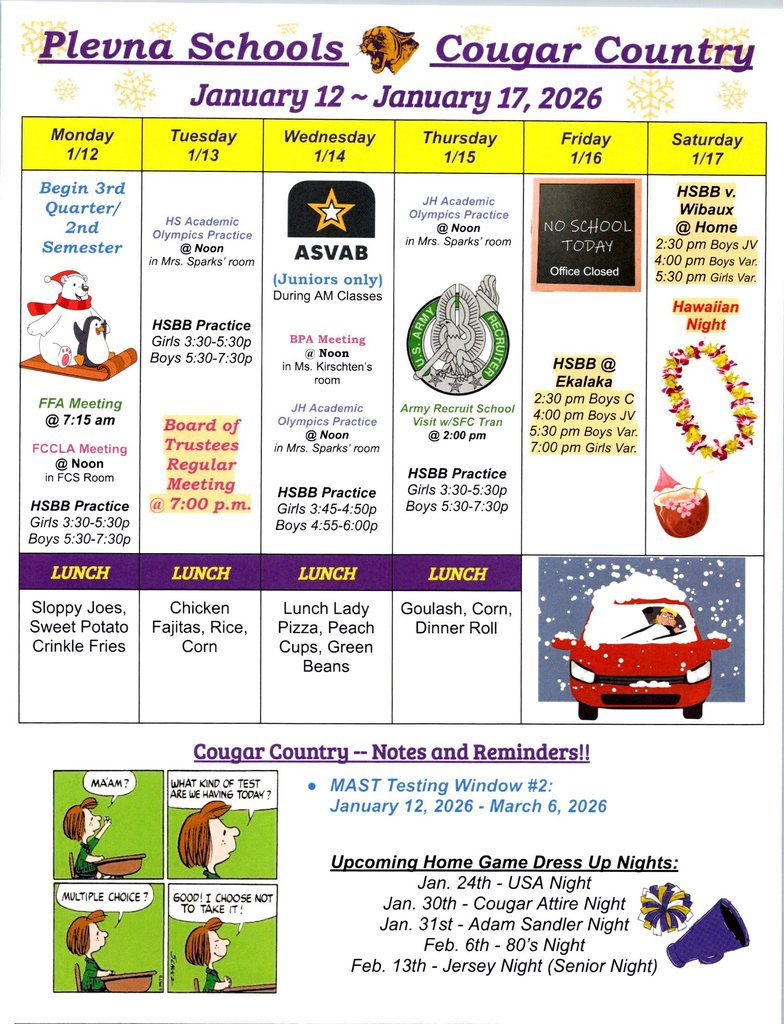 Cougar Country Jan. 12 - Jan. 17,  2026