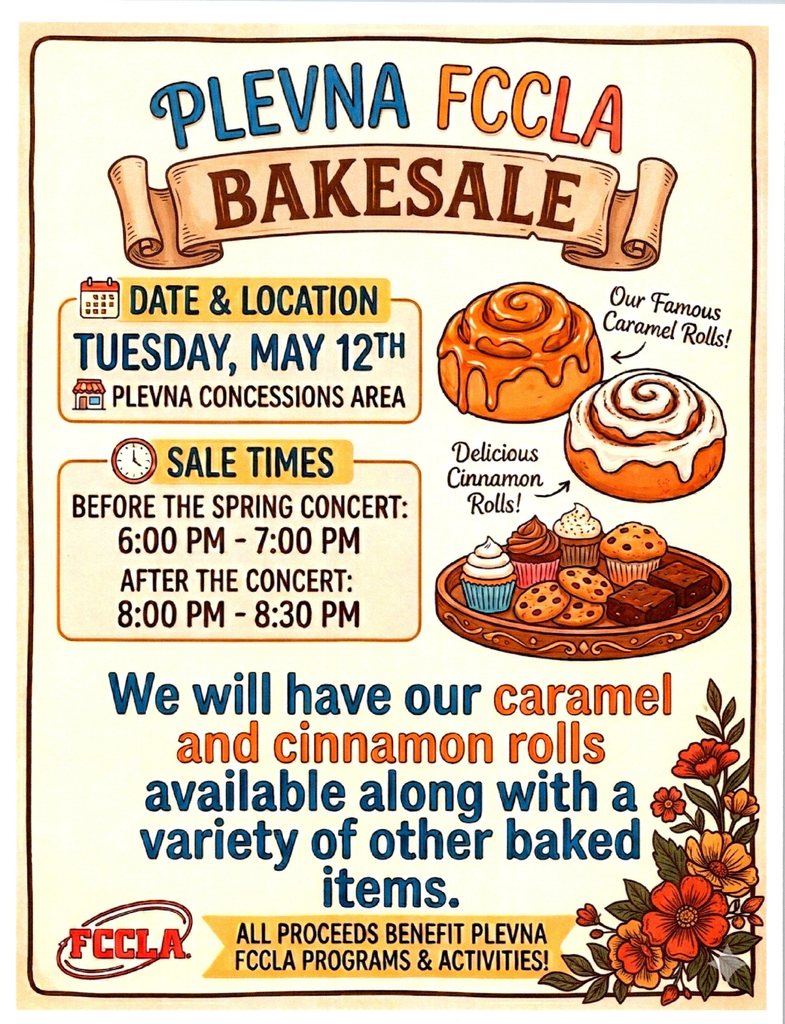 Plevna FCCLA Bake Sale