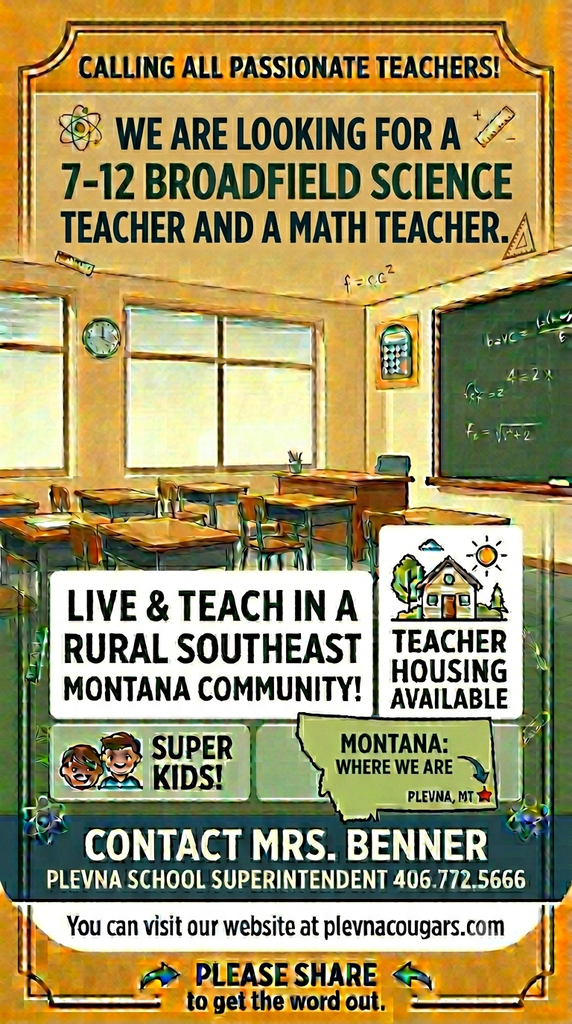 Interested in teaching Grades 7-12 Science or teaching Math?  Please call Mrs. Benner if you have any questions or want to know more about these positions.
