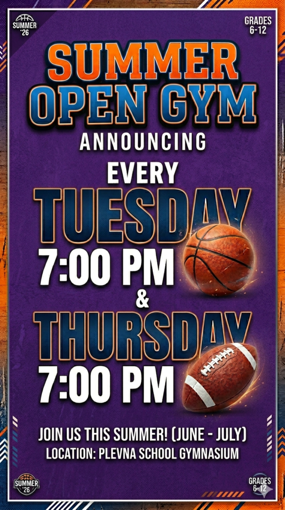 Open Gym Tuesdays and Thursdays 7 pm