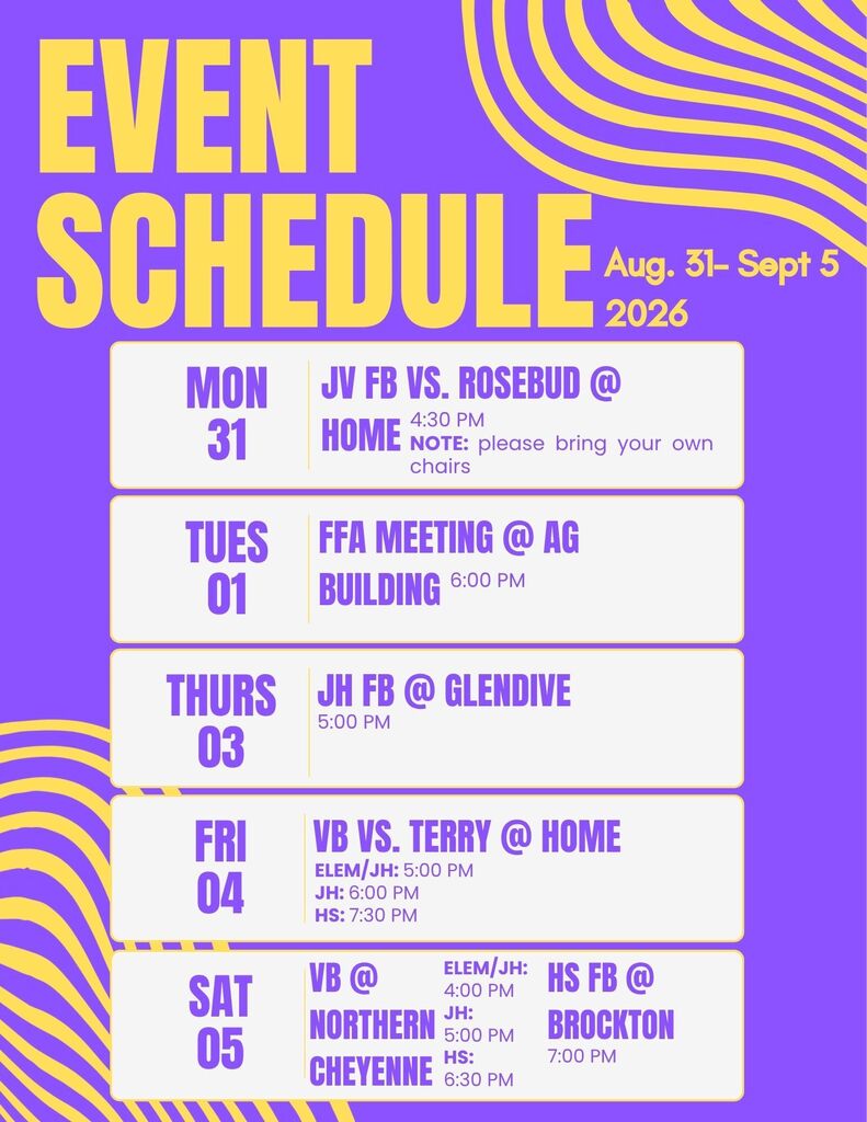 Week of Aug. 31 Schedule of Events