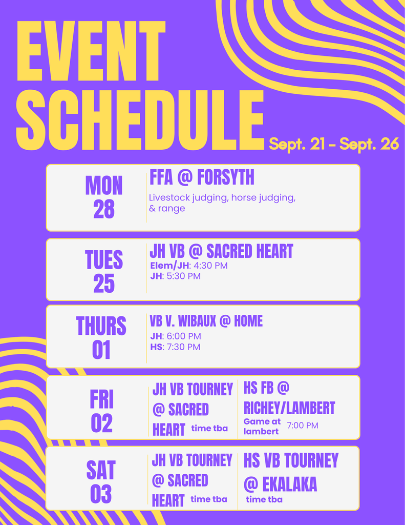 Week of Sept. 28 Plevna Cougar Events: