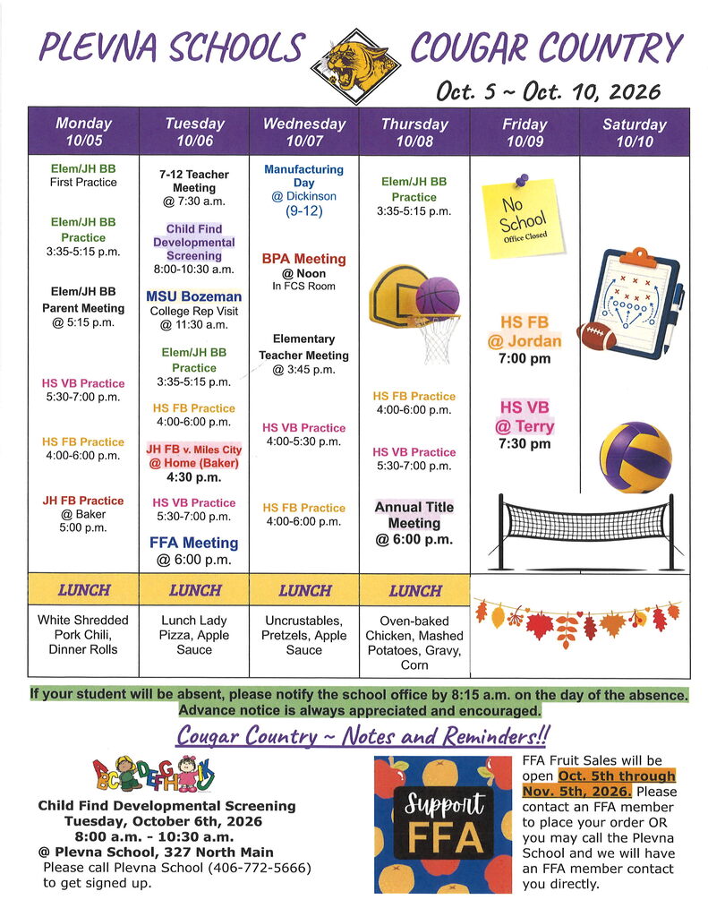 Cougar Country Oct. 5 - Oct. 10