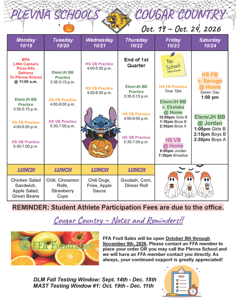 Cougar Country Events for 10/19 - 10/24