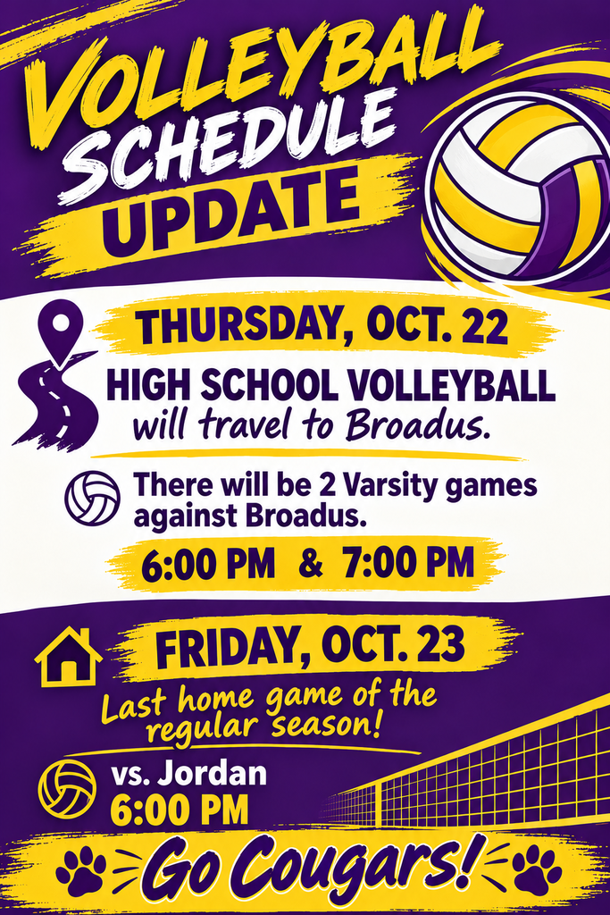 Updated Volleyball Schedule for this wknd. Go Cougars!