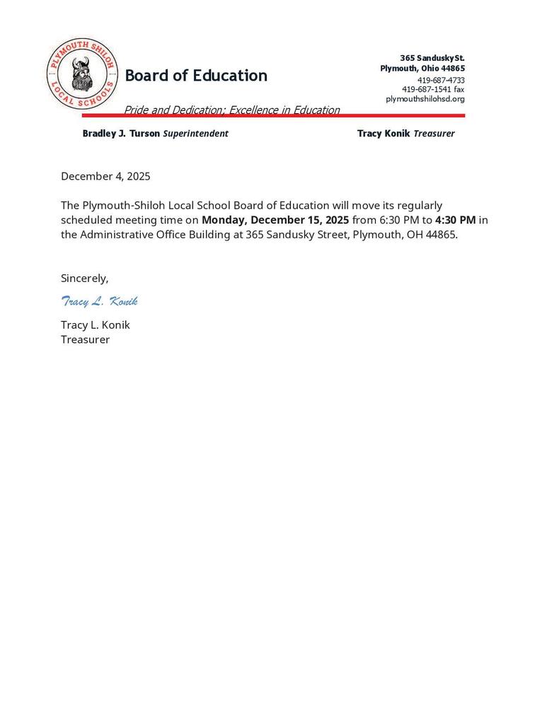 time change for board meeting