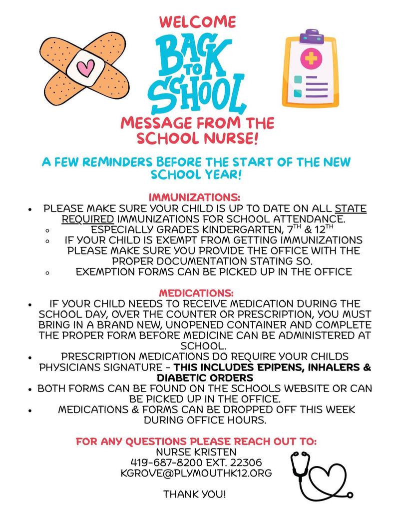 Message from the school nurse!