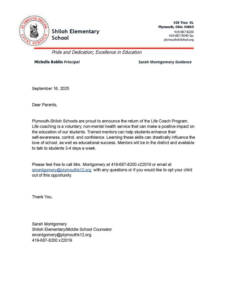 Elementary Letterhead for Parent Letters