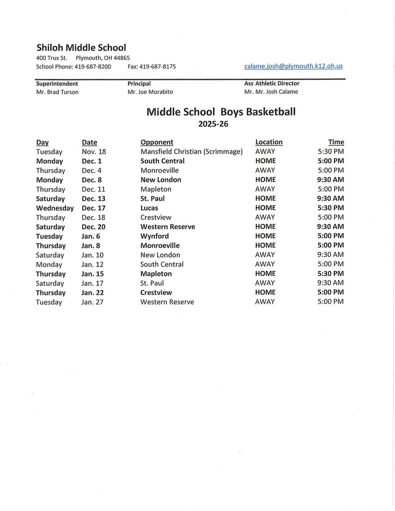 SMS Boys Basketball 25-26 as of 10-2-25