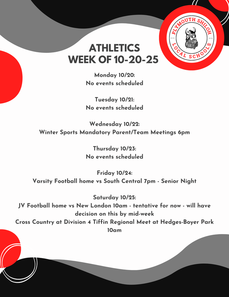 Athletics Week of 10-20-25
