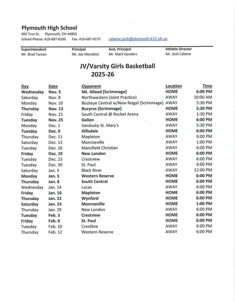 jv varsity girls basketball as of 10-22-25