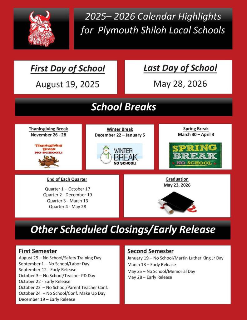 2025-2026 Calendar Highlights