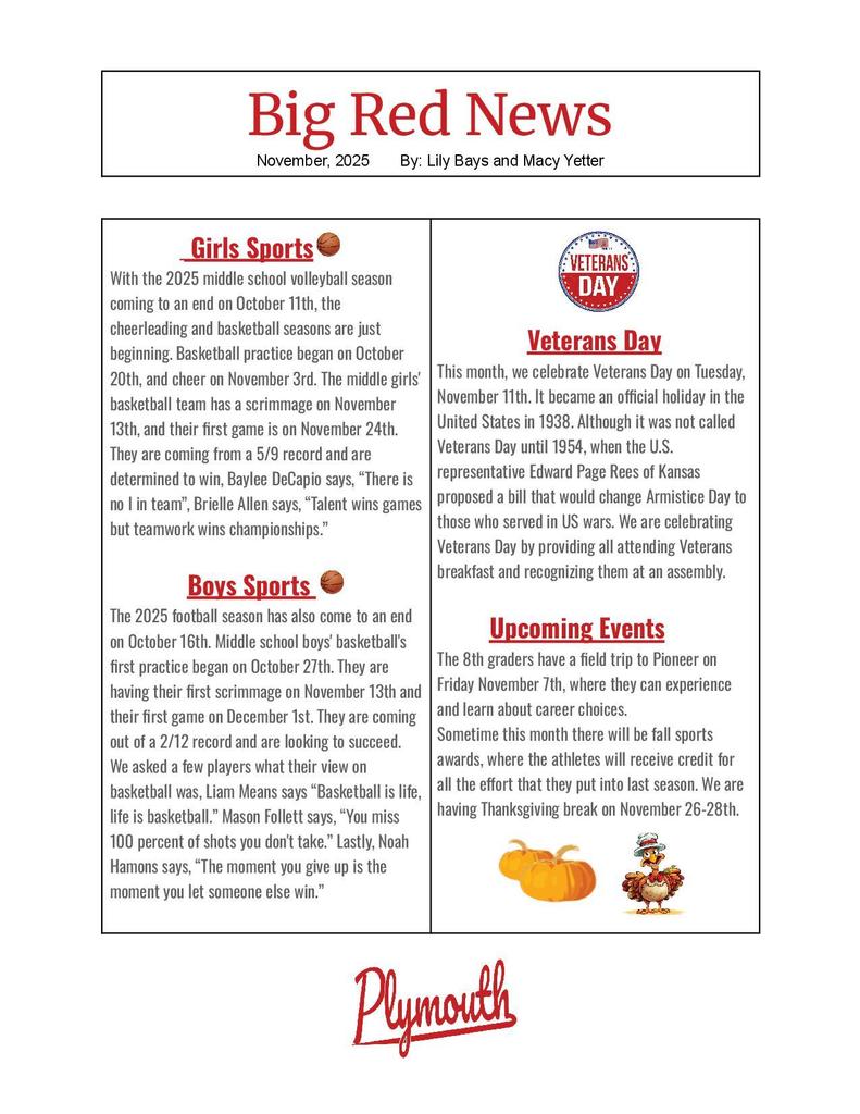 8th Grade November 2025 Newsletter 2