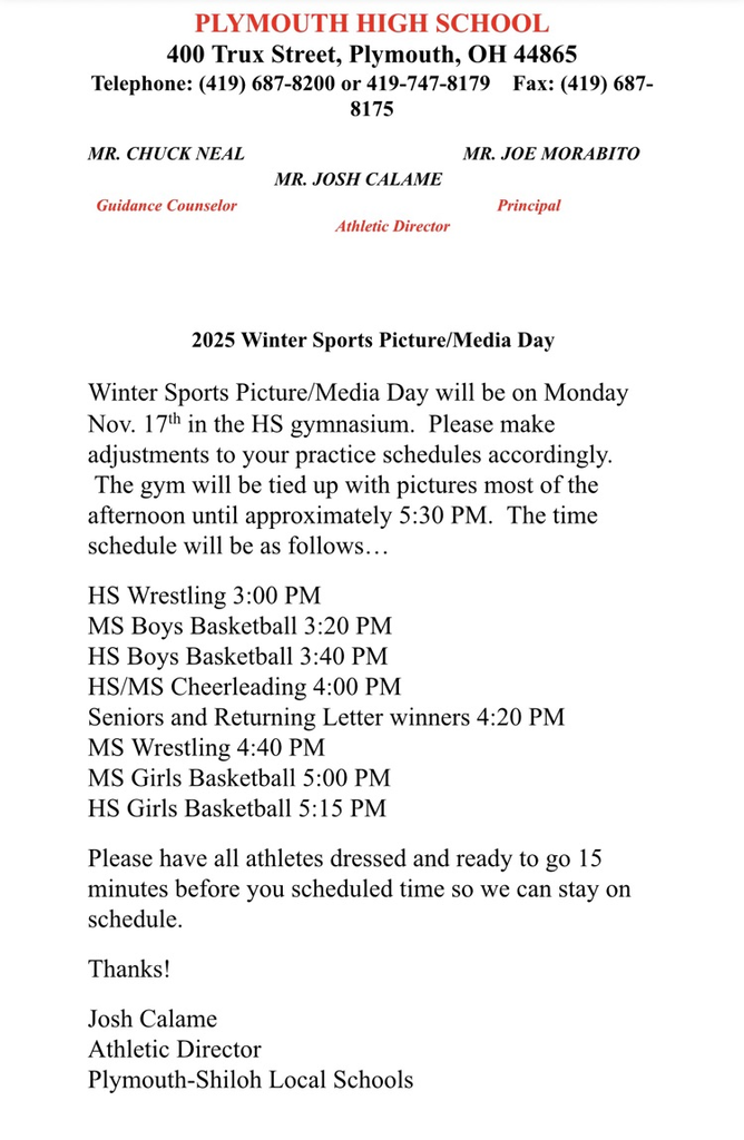 picture day scheduled 