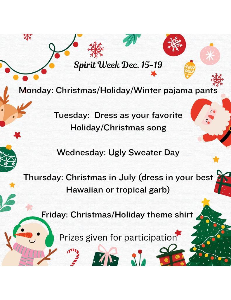 Christmas spirit week 2025
