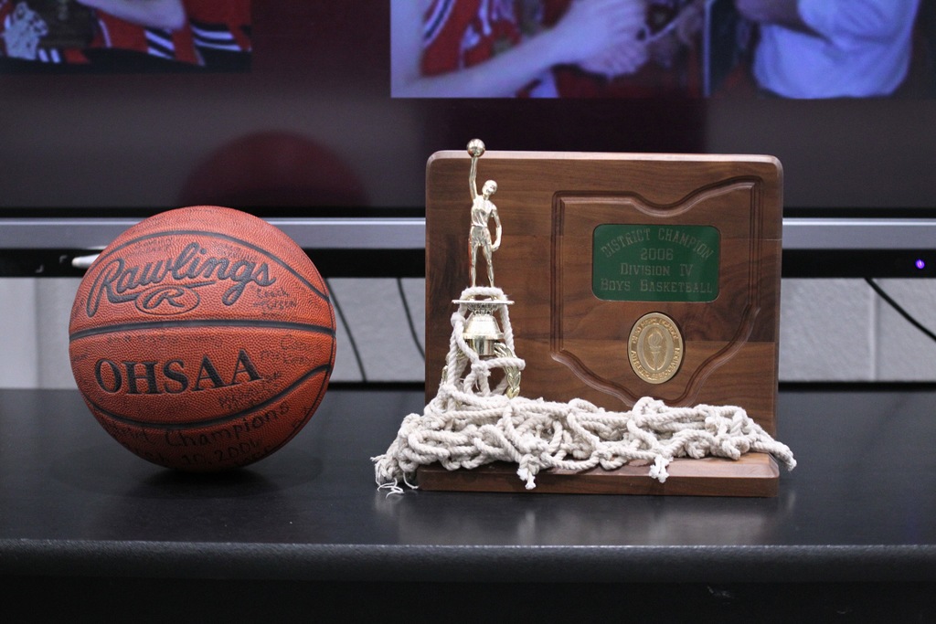 basketball and trophy