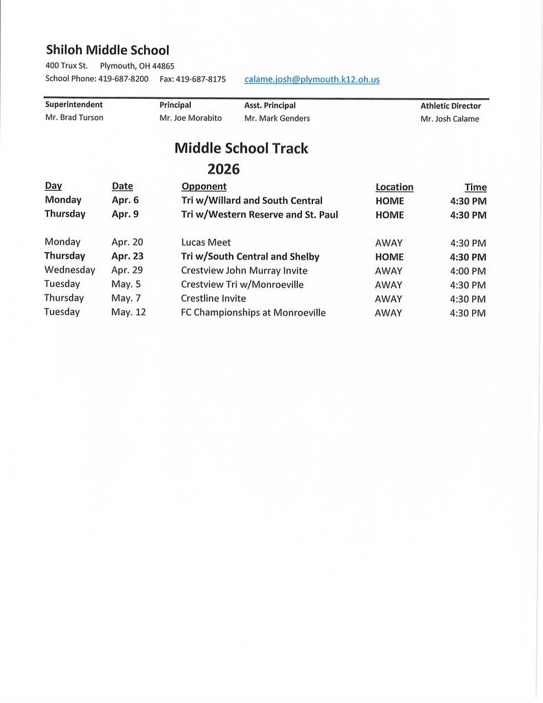 SMS Track 2026 as of 2-19-26