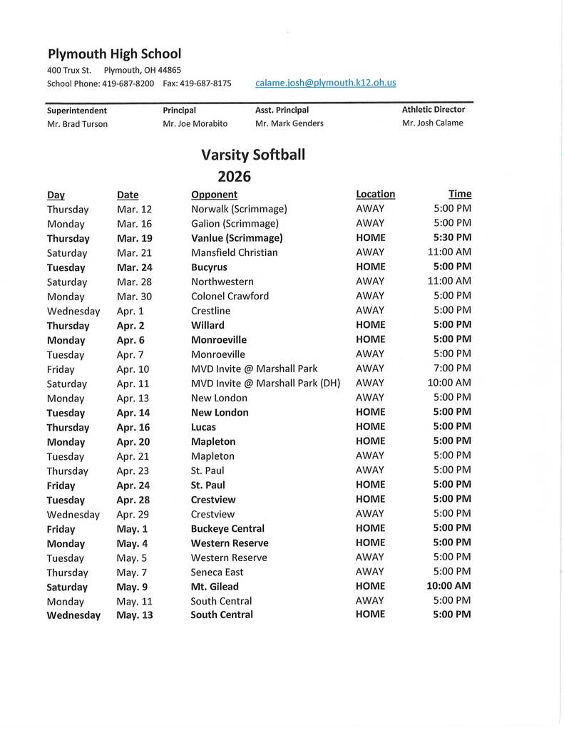 varsity softball 3-12-26