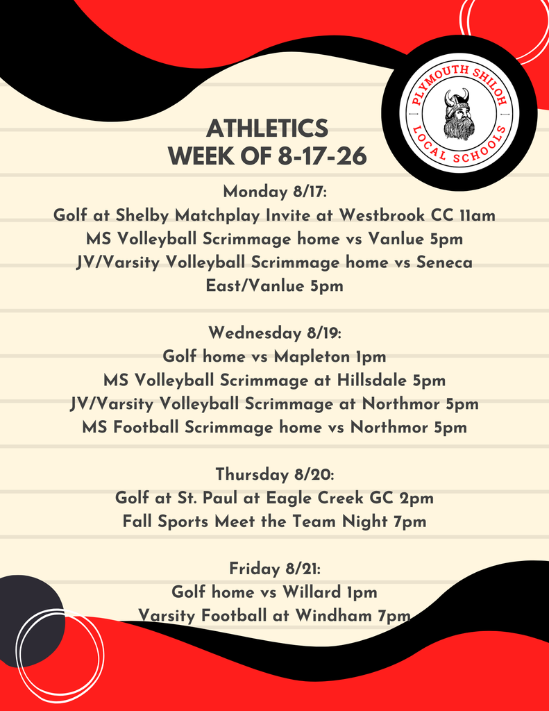athletics week of 8-17-26