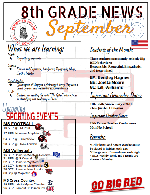 8th grade newsletter