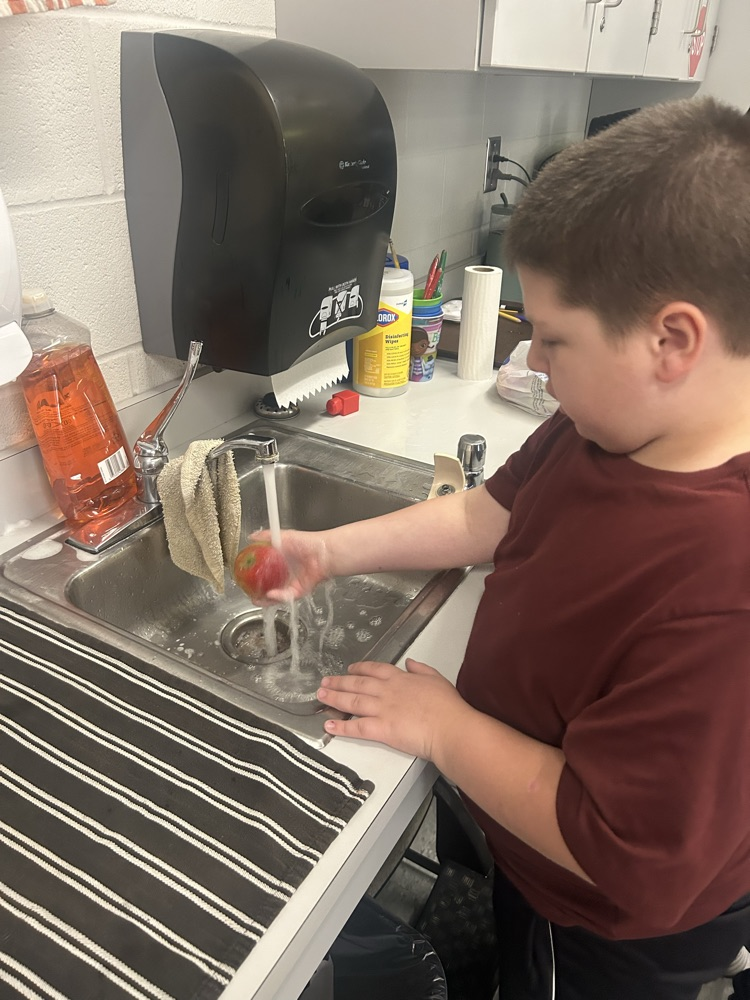 students making applesauce 