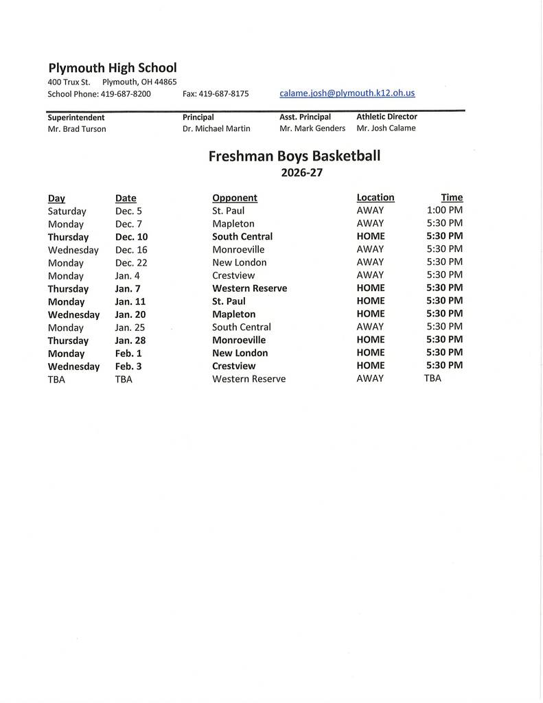 winter sports schedule 26-27