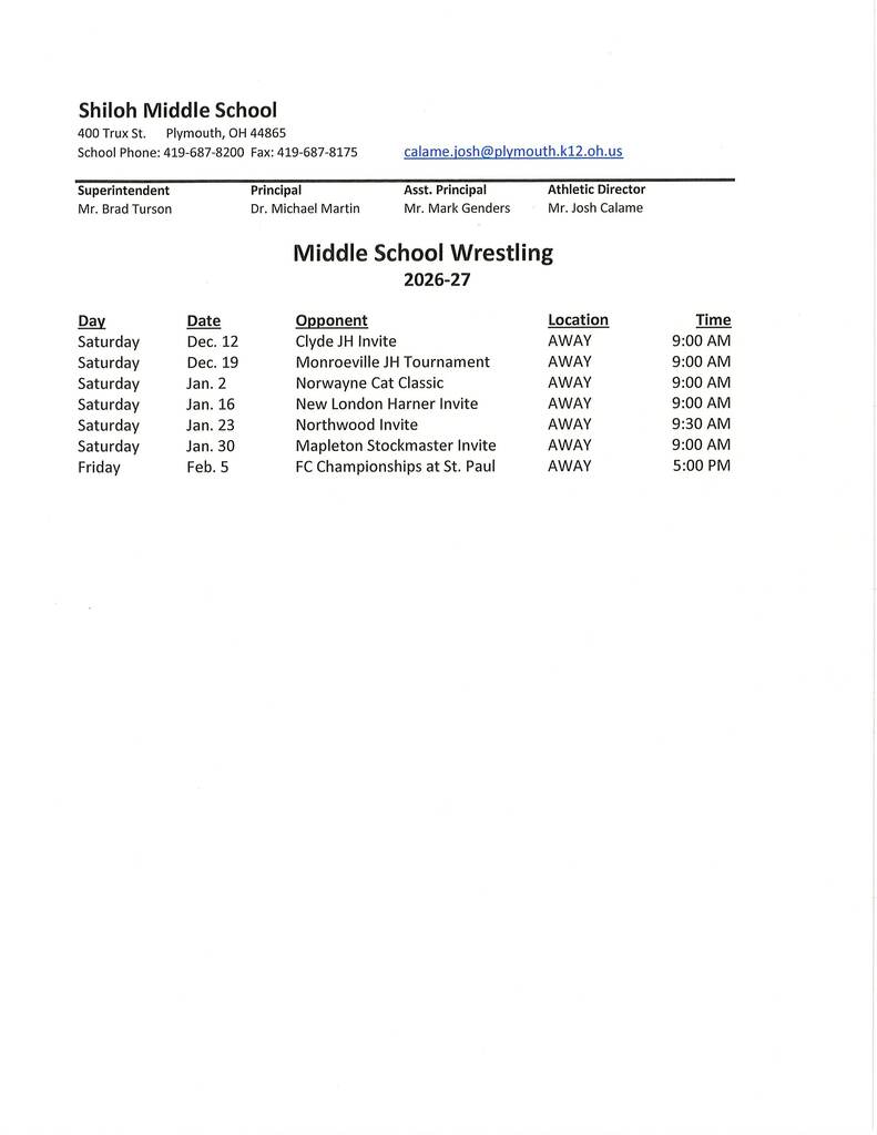 winter sports schedule 26-27