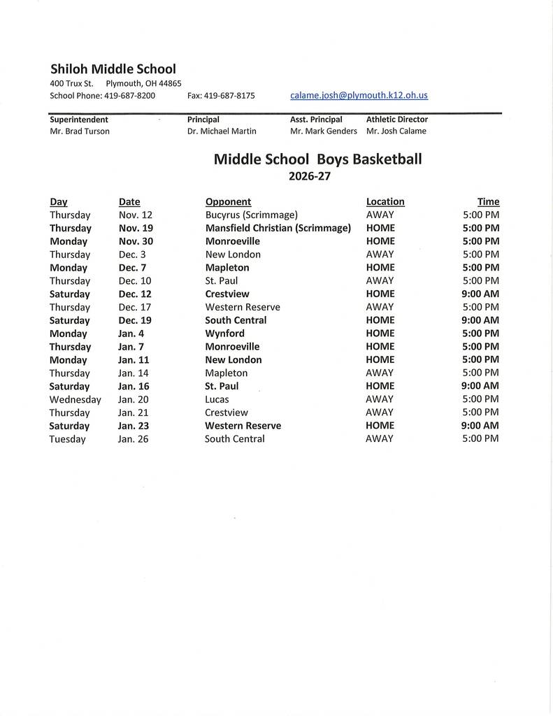 winter sports schedule 26-27