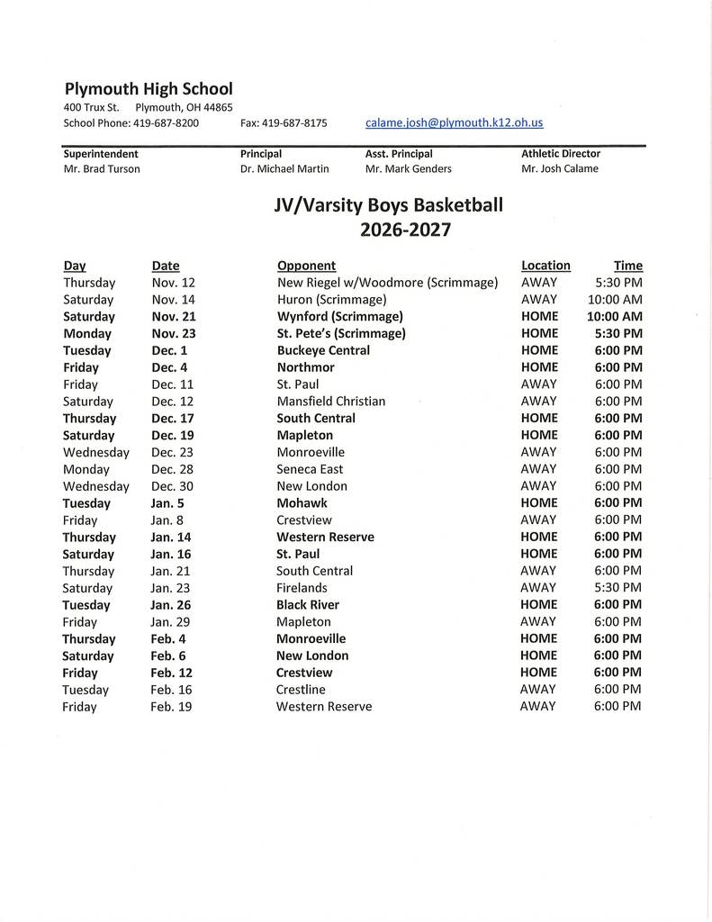 winter sports schedule 26-27