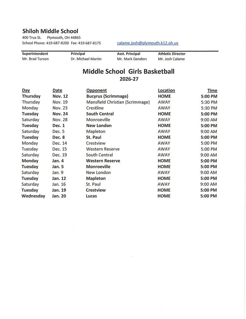 winter sports schedule 26-27