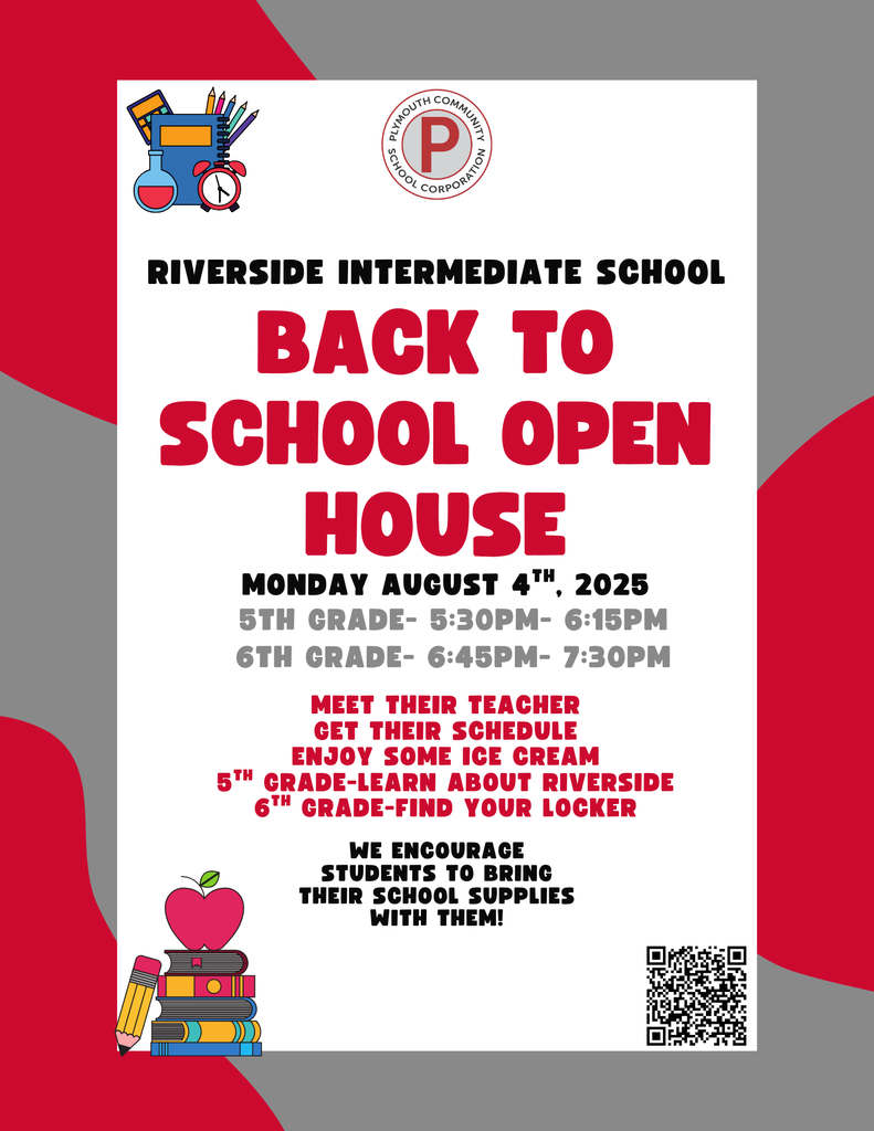Riverside Intermediate Back to School night on Monday August 4th at 5:30-7:30