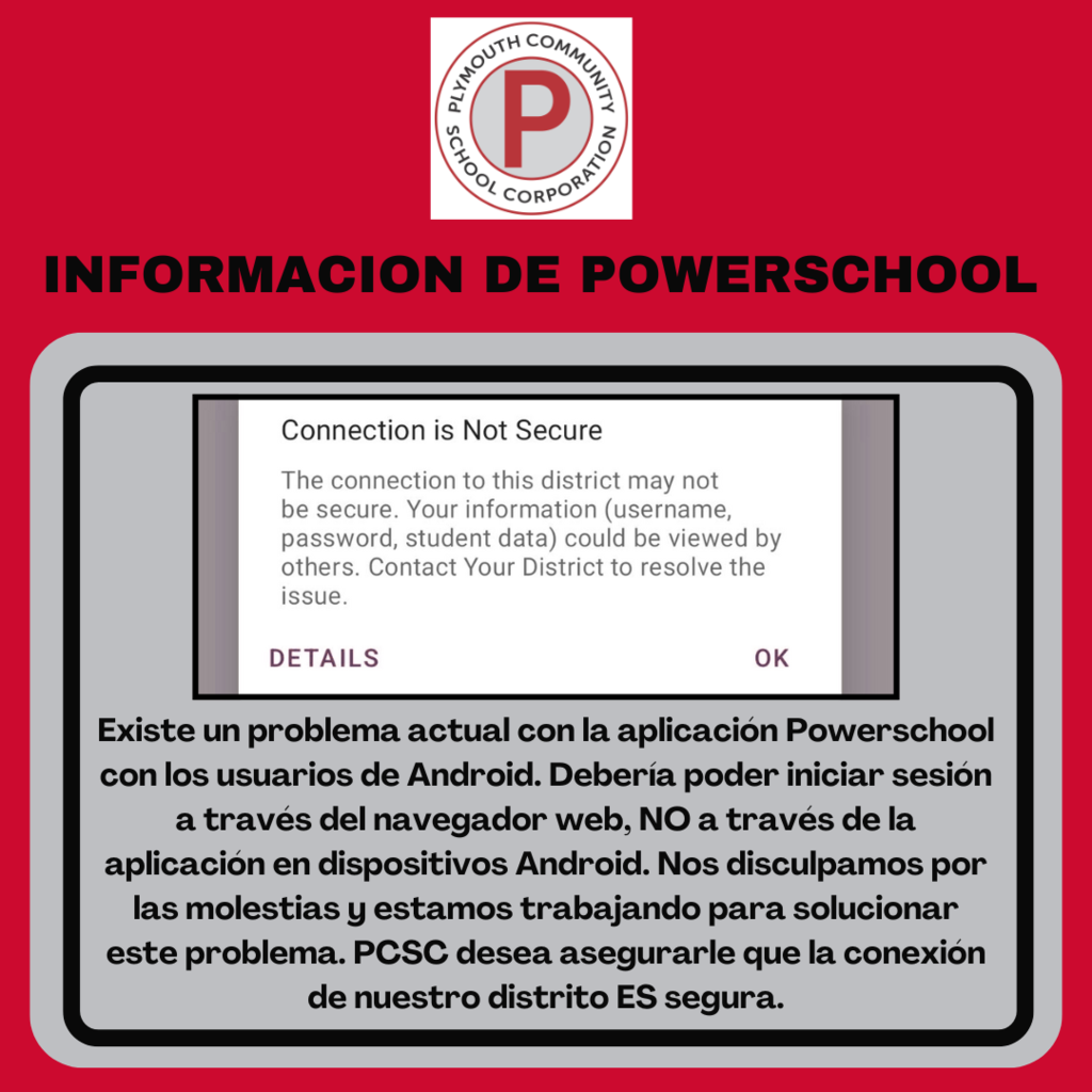 Android Users in App powerschool is not working use web browser 