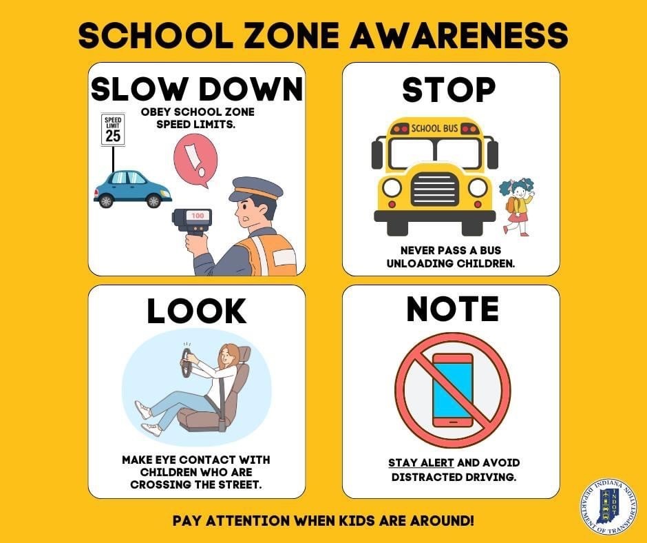 caution sign for safety towards school buses