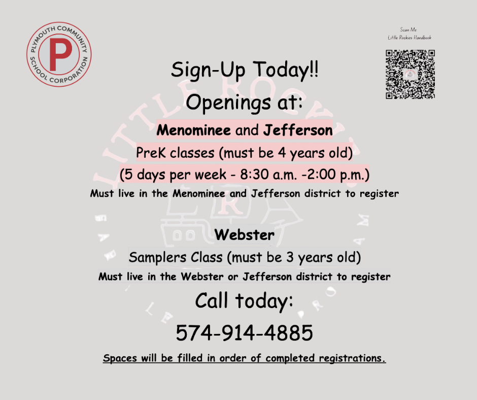 pre k spots still available near your district of school