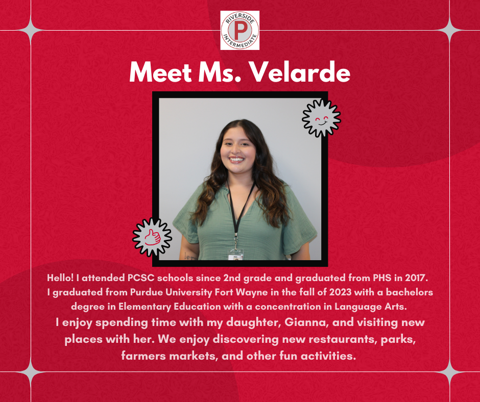 new 6th grade ela riverside intermediate teacher- ms. Velarde