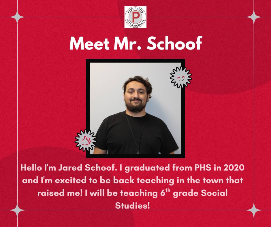 jared schoof- new social studies teacher at riverside intermediate school