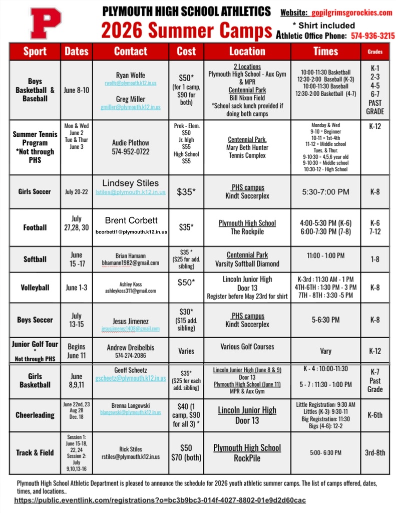 sports summer camps reminder