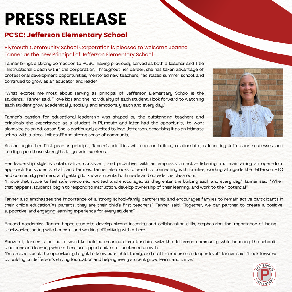 new jefferson elementary school principal- jeanne tanner