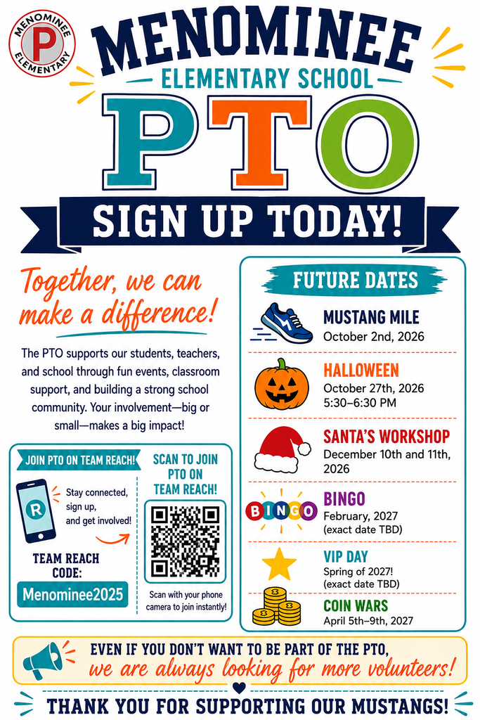menominee raffle and pto events information!