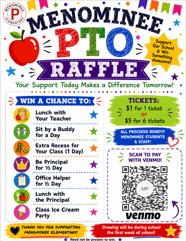 menominee raffle and pto events information!