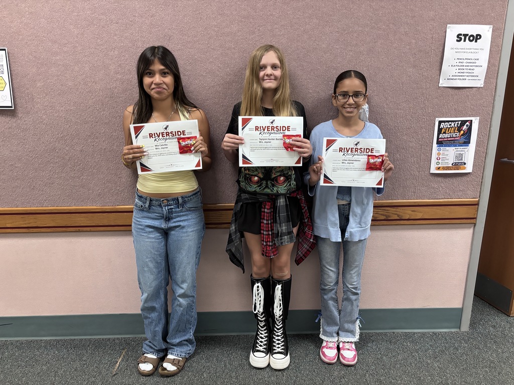 Mia Calvillo, Taylynn Hunter-Barnes and Lilian Almendarez Riverside Recognition