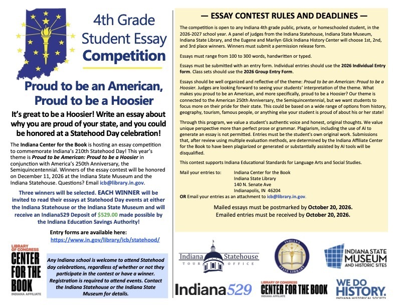 calling all fourth graders- student essay competition!