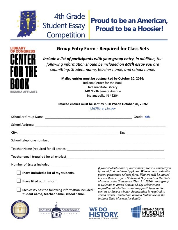 calling all fourth graders- student essay competition!