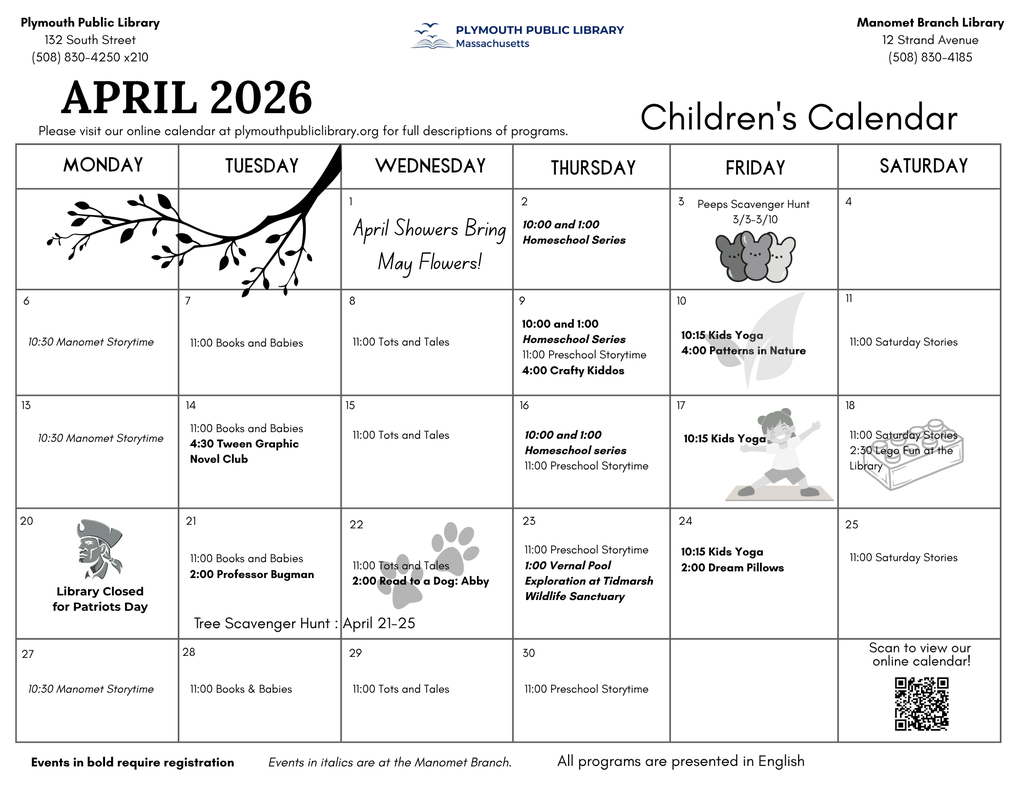 Plymouth Public Library Calendar