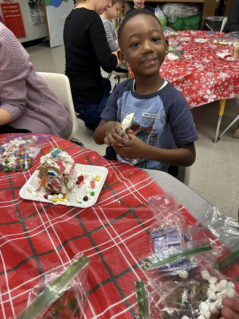 Students Making Gingerbread Houses