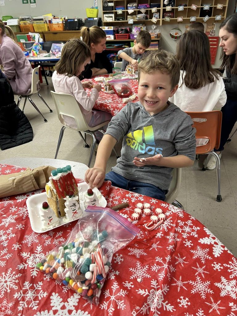 Students Making Gingerbread Houses
