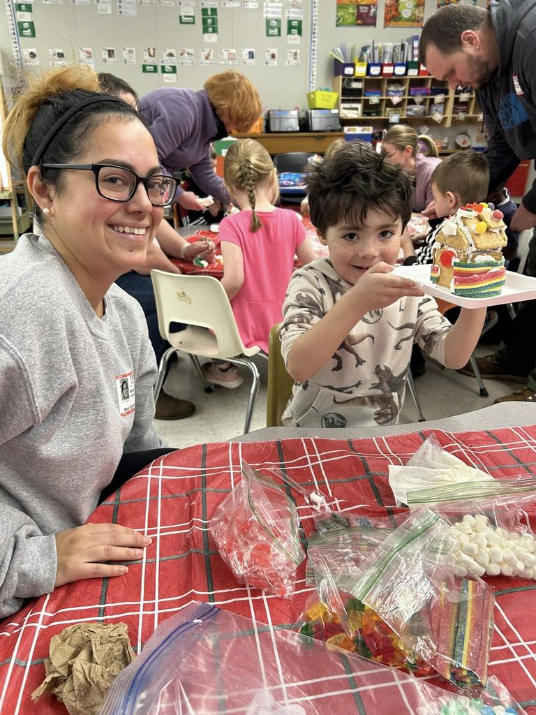 Students Making Gingerbread Houses