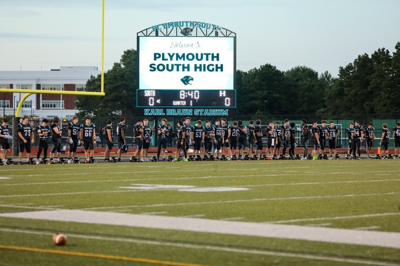 The community gathers to honor Karl Braun and support the Plymouth South Panthers football team.