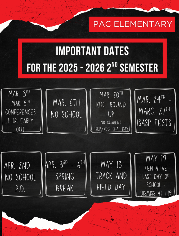 Important dates for the 2nd semester