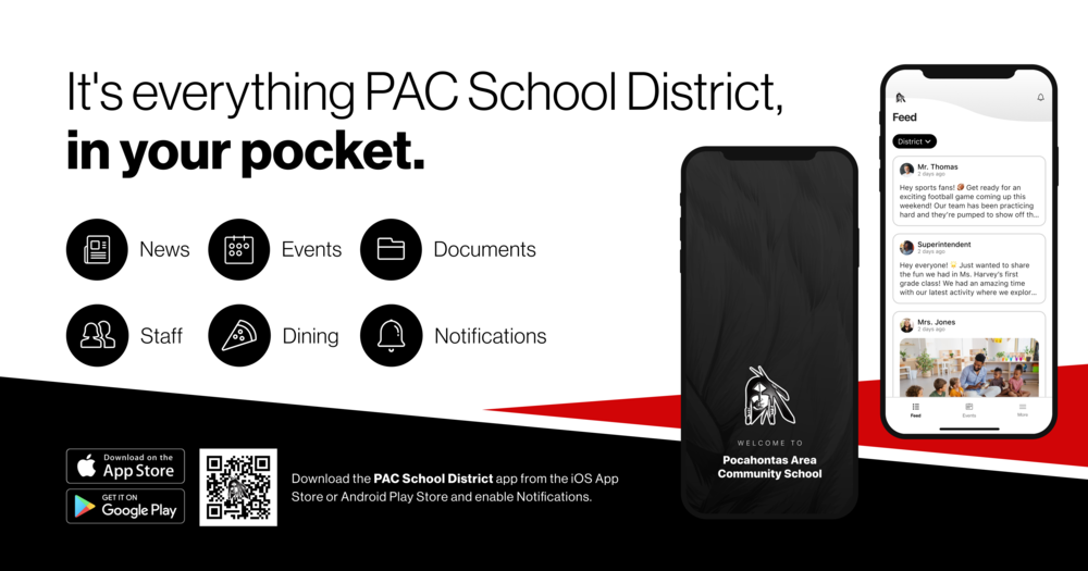 It's everything from your district  in your pocket.  News Events Documents Staff Dining Notifications Download the district's app from the ios app store or android play store and enable notifications (pictures of the app)